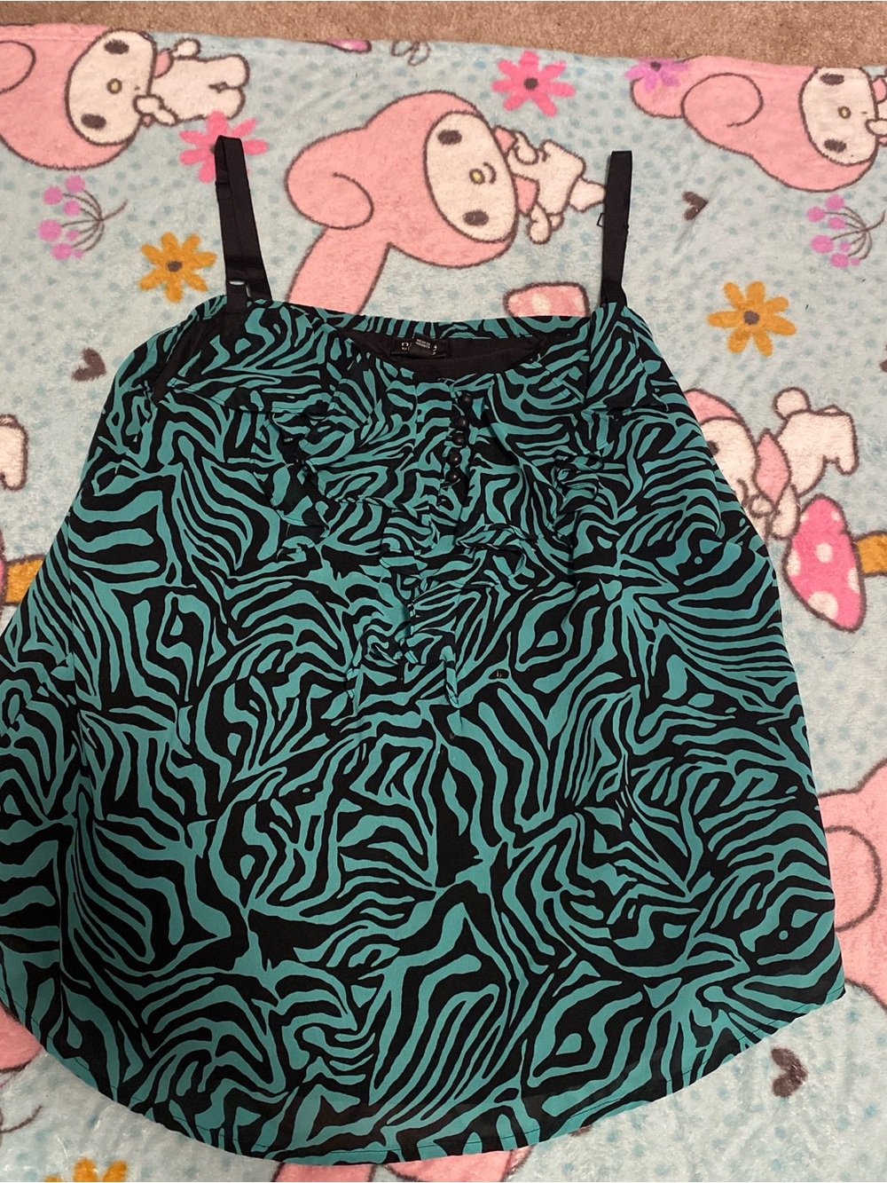 Nicole Teal and Black Zebra-Stripe Camisole